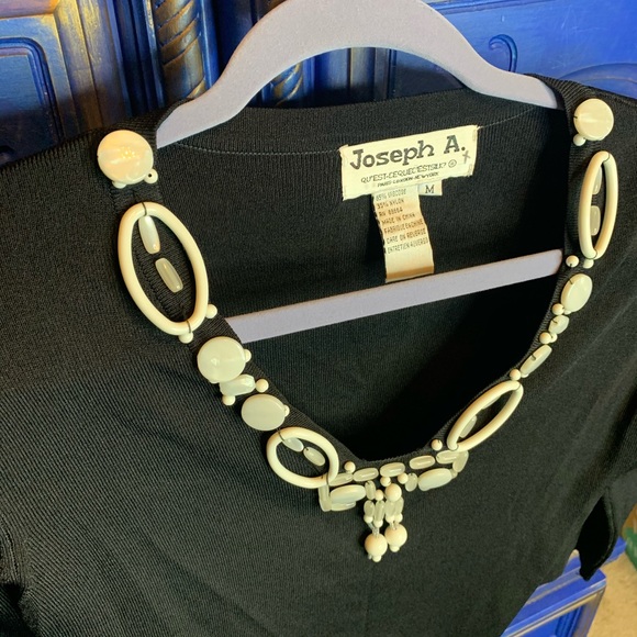 Joseph A Sweater Top Black White Beading Medium - Picture 2 of 3